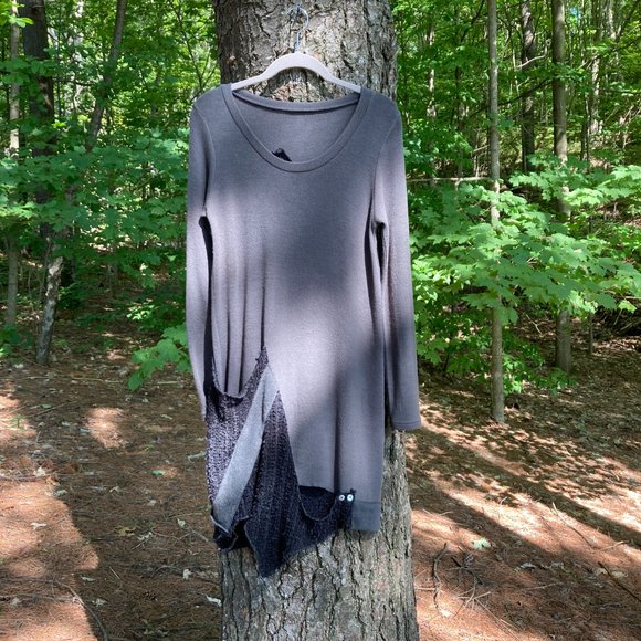 COPY - Tunic Dress+Vest Cardigan, S/M, dark gray green, gray - Picture 5 of 16